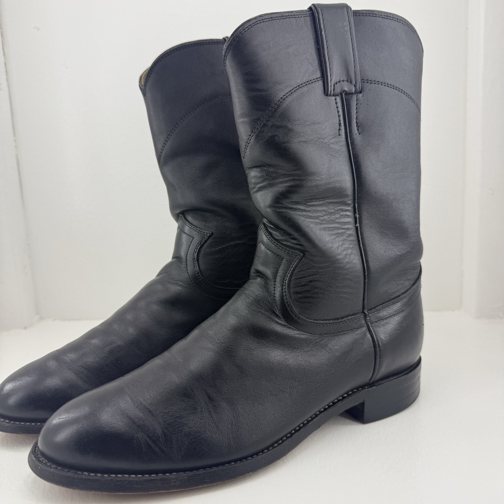 Justin Jackson Men's Western 10'' Pull On Black Leather Roper Boot 3133 Size 7D